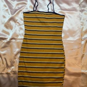 forever 21 blue and yellow striped bodycon dress